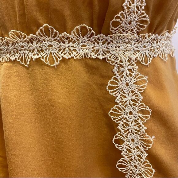 Modcloth Mustard Yellow with lace peplum style Top - Picture 4 of 5